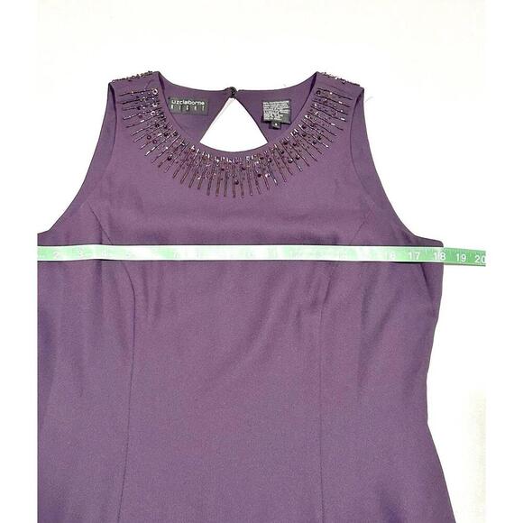 Liz Claiborne Night Women's Dark Purple Long Sleeveless Beaded Formal Gown Size8 - Picture 14 of 15